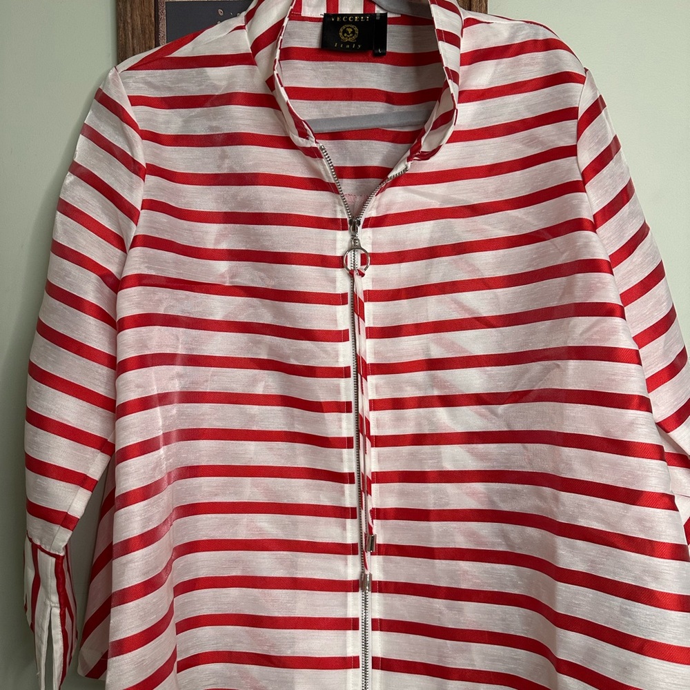 Vecceli Italy Red and White Striped Jacket
